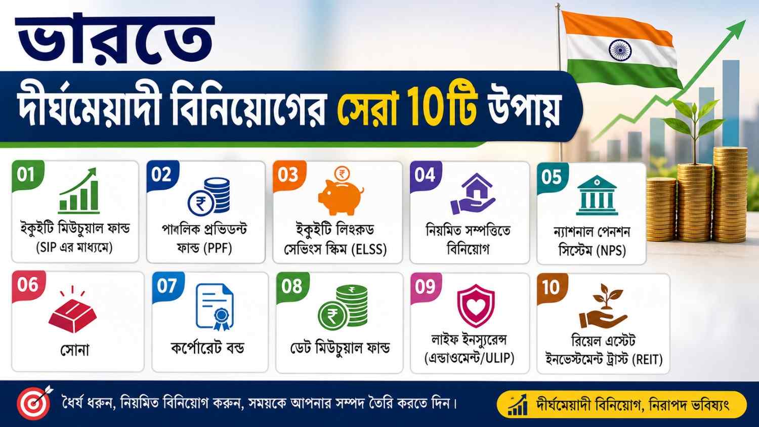 ভারতে দীর্ঘমেয়াদী বিনিয়োগের সেরা 10টি উপায়